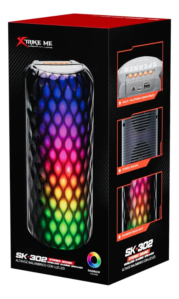 CORNETA PORTATIL BLUETOOTH XTRIKE ME SK-302 BT5.0 | 10W | RGB | 1200MAH