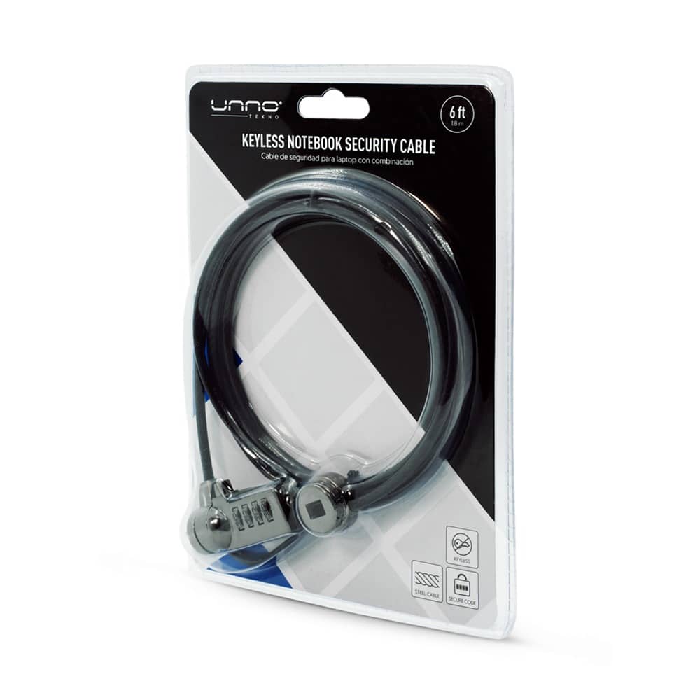 GUAYA DE SEGURIDAD | UNNO TEKNO | PORTATIL | CODIGO DE SEGURIDAD | KL6005BK