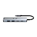 HUB | GENIUS | 5 EN 1 | UH-500 | TIPO-C | 2 USB 3.0 | 1 PD | 100W | 1 HDMI 4K | GRIS PLOMO