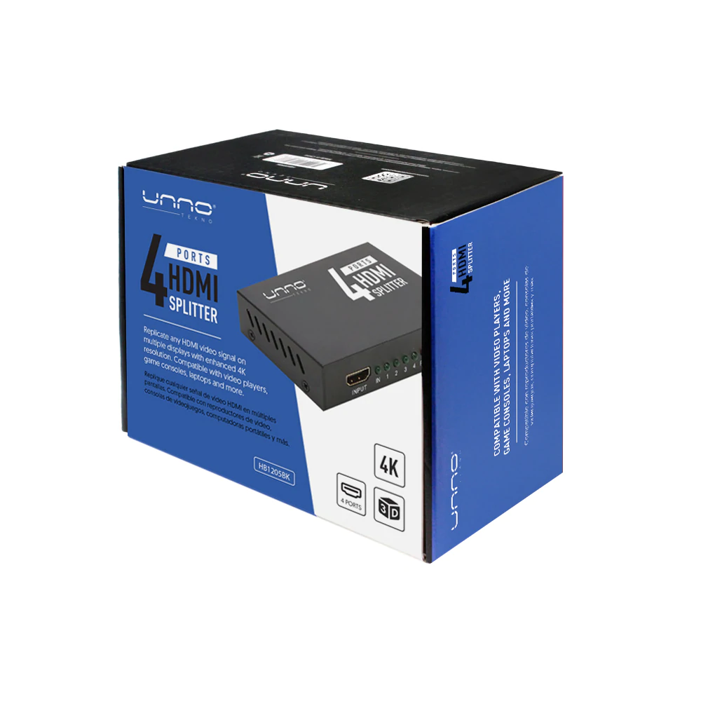 SPLITTER - SWITCH | UNNO TEKNO | HDMI 4K | 4PTOS | HB1205BK