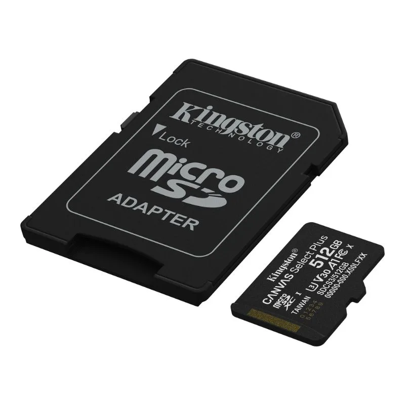 MEMORIA MICRO SD | KINGSTON | 512GB | MICROSD CLASE 10 | CON ADAPTADOR 100MBPS