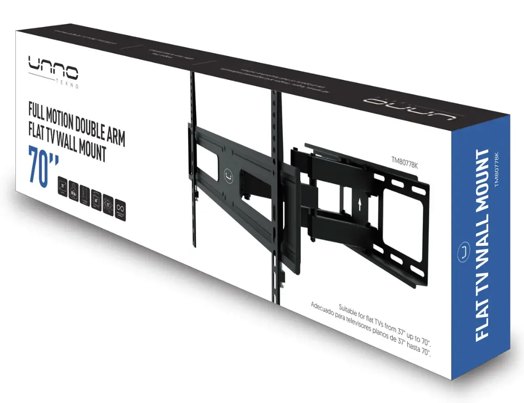 BASE DE PARED | UNNO TEKNO | MOVIMIENTO COMPLETO | TV 70" | TM8077BK