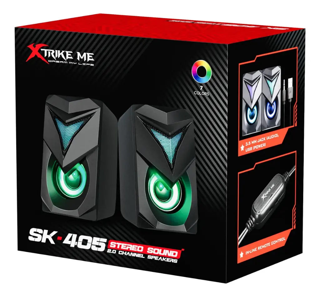 CORNETA2.0 GAMING XTRIKE ME SK-405 RGB | ESTEREO 2.0 | USB(POWER)+3.5MM | 2*3W | NEGRO  