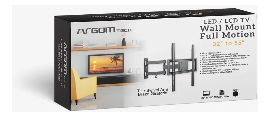 BASE PARED | ARGOM | PARA TV | 32" A 55" | BRAZO ARTICULABLE | ARG-BR-1546