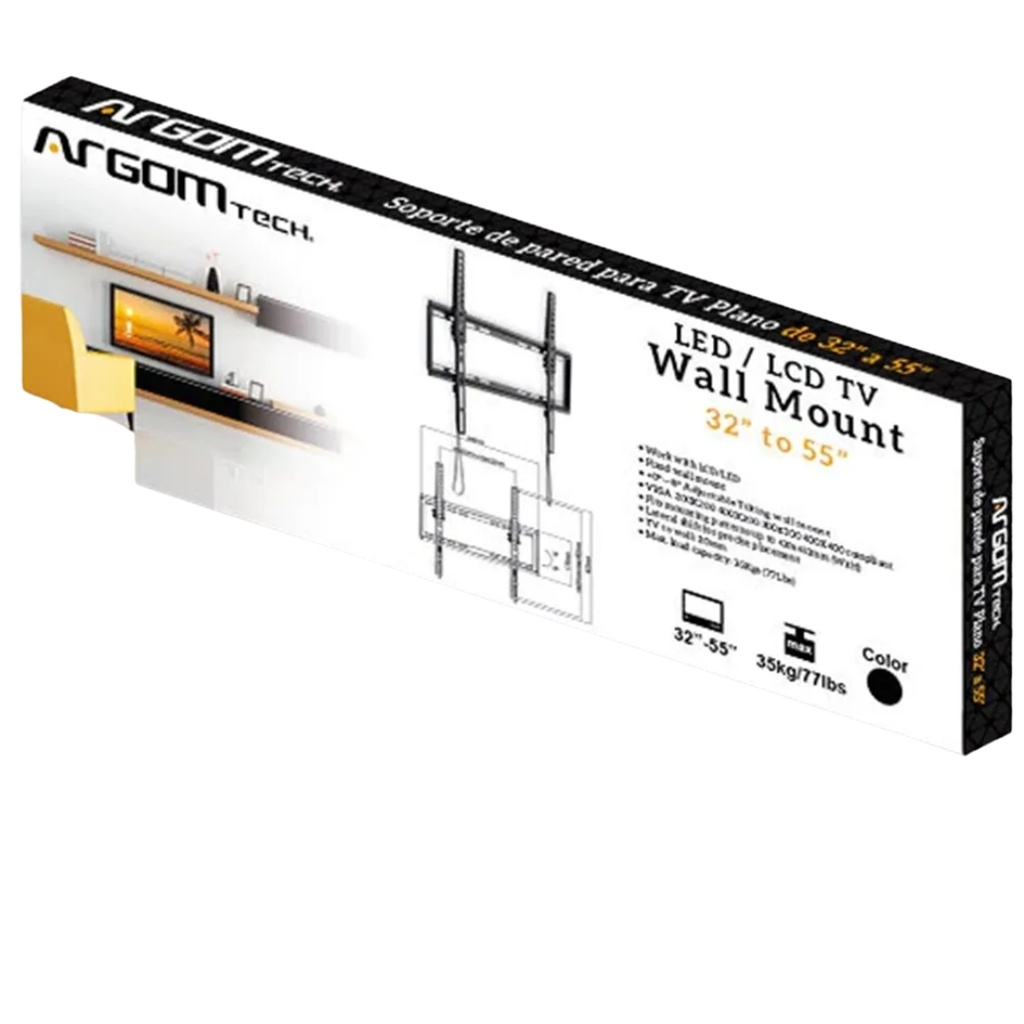 BASE PARED | ARGOM | PARA TV | 32" A 55" | INCLINABLE | 35KG MAXIMO | ARG-BR-1345