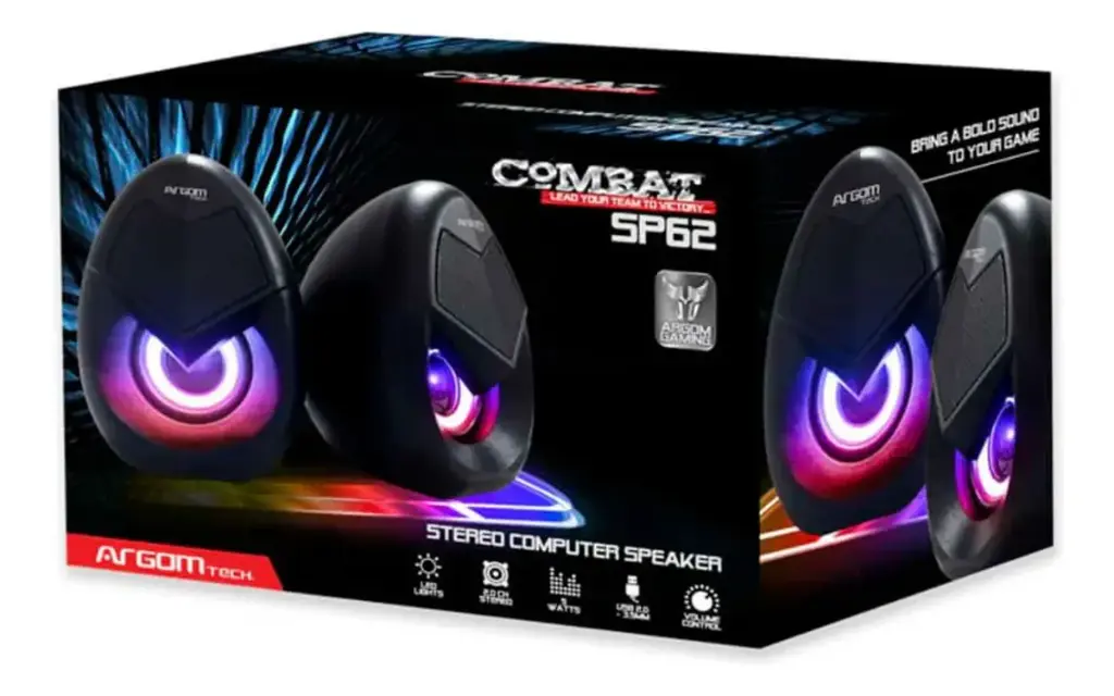 CORNETAS ARGOM GAMING COMBAT S62 | 5W | USB | RGB | USB | NEGRO