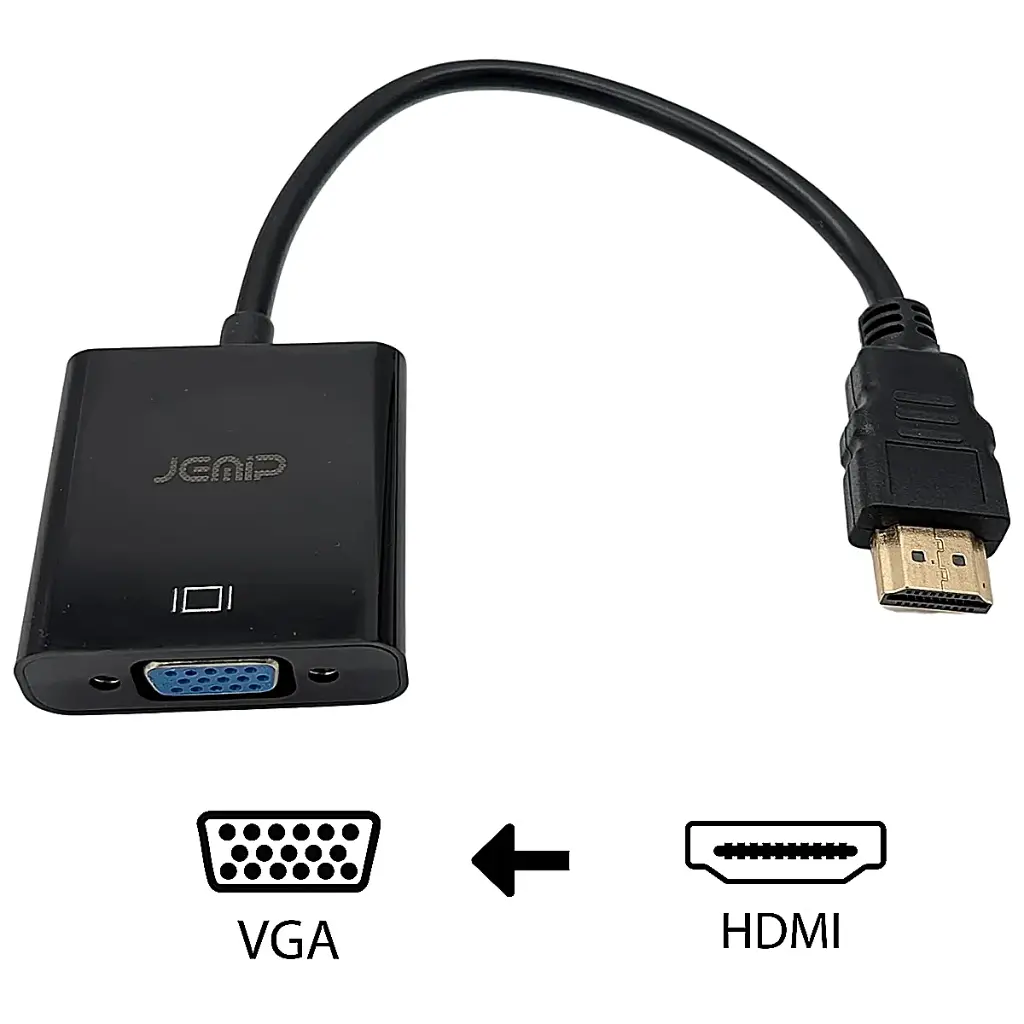 CABLE | ADAPTADOR | JEMIP | HDMI A VGA | 15CM NEGRO | JPOHDVGAC017-BK