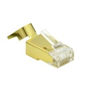 CONECTOR ZOERAX | 30 UNIDADES | RJ45 CAT8 | CAT7 | CAT6A 8P | 8C 50UM | BLINDADO | CHAPADO EN ORO | PASO COMPLETO