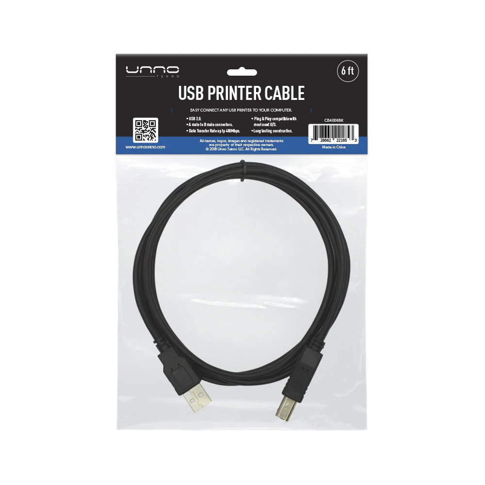 CABLE | UNNO TEKNO | CB4006BK | IMPRESORA | USB | 1.8 MT