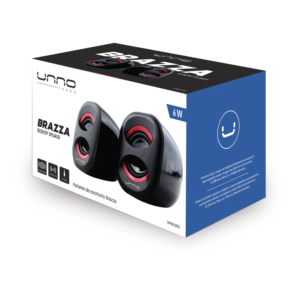 CORNETAS UNNO TEKNO | SP9012RD BRAZZA | USB 2.0 | BLACK ROJO | SP9012RD