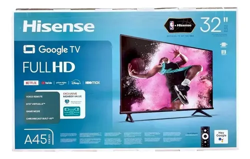 TELEVISOR | HISENSE | 32" | GOOGLE TV | UHD | SMARTV | 1920X1080 | A4 | WIFI 5 | 32A45K