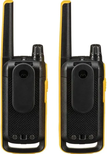 MOTOROLA | T470 | TALKABOUT | RADIOS BIDIRECCIONALES | RECARGABLE | 22 CANALES | 35 MILLAS | NEGRO CON AMARILLO | PAQUETE DE 2 UNIDADES