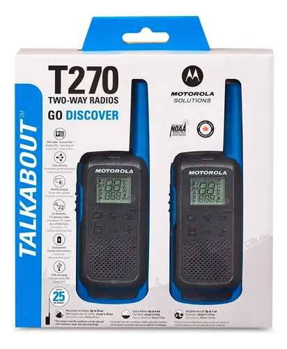RADIOS | MOTOROLA | T270 | FRS | TALKABOUT | DOS VIAS | RECARGABLE | 22 CANALES | 25 MILLAS | 2 PACK