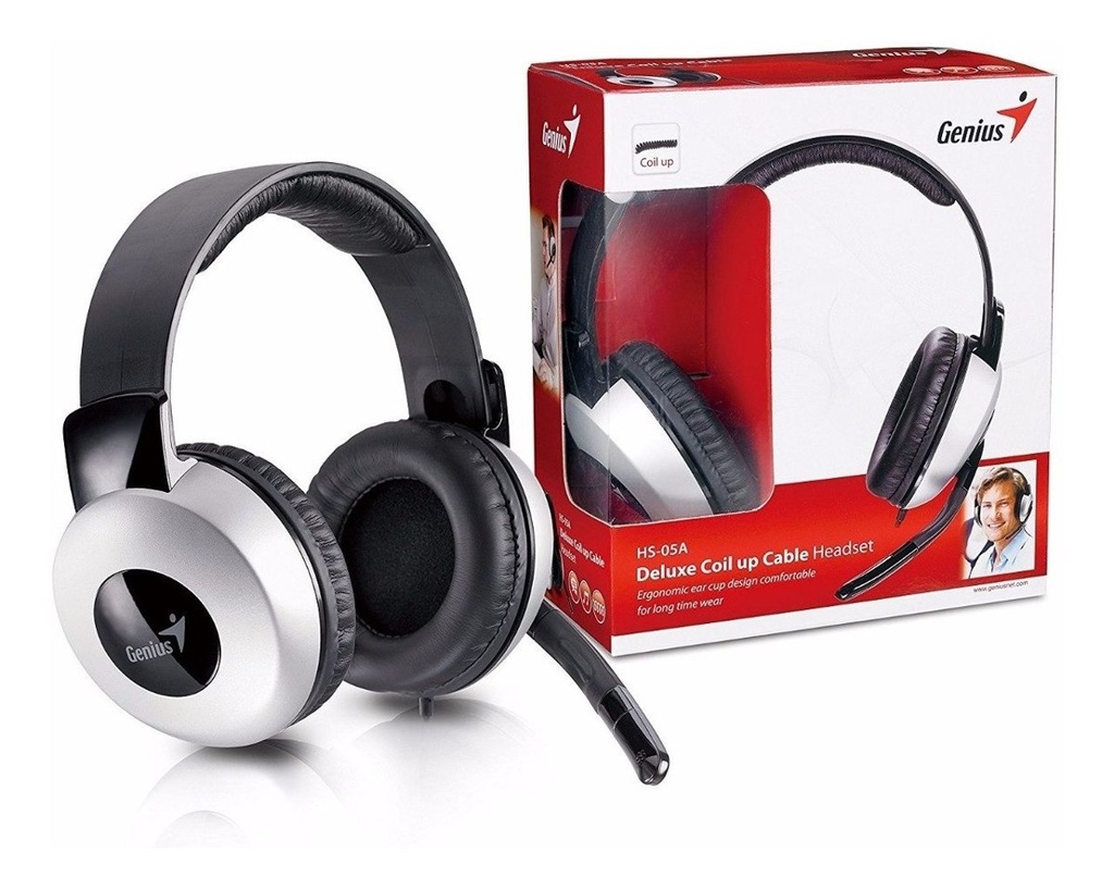 AUDIFONO CON MICROFONO GENIUS HS-05A | 3.5MM | CONTROL DE VOLUMEN | NEGRO