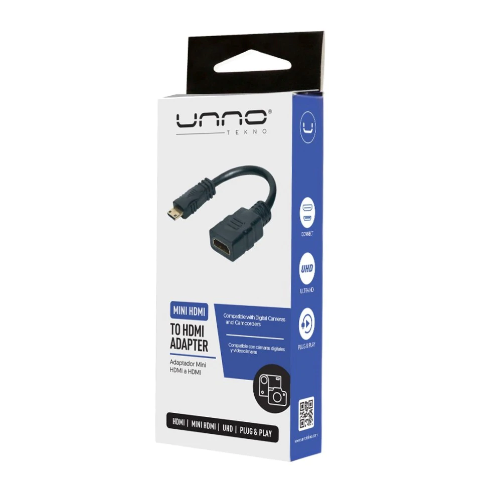 ADAPTADOR MINI | UNNO TEKNO | HDMI MACHO HDMI HEMBRA | AD3005BK