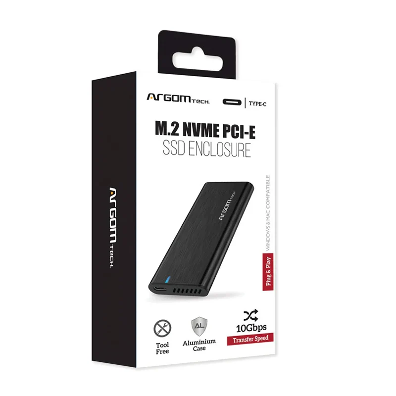 CASE ADAPTADOR | ENCLOSURE | ARGOM | M.2 | NVME | USB 3.0 | TIPO C | ARG-AC-1038