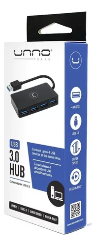 MINI | HUB | UNNO TEKNO | 4 PUERTOS | USB 3.0 | HB1011BK