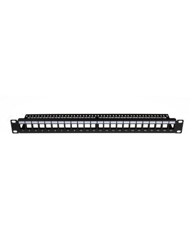 PATCH PANEL TERA-MAX SIEMON 24 PUERTOS MODULAR VACIO PLANO COLOR NEGRO 1RU TM-PNLZ-24-01