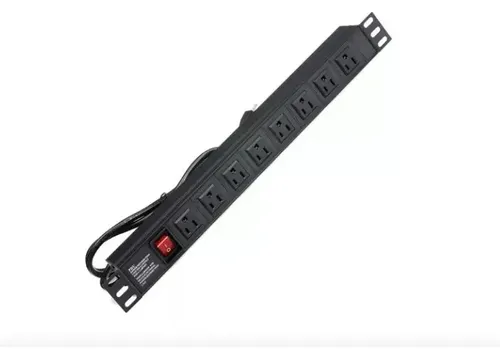 PDU REGLETA MULTITOMA QNET 8 TOMAS 110V 15 AMPER 19" RACK SUPRESOR DE PICOS N008