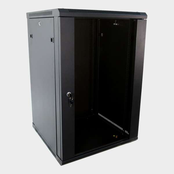 RACK CERRADO GABINETE QNET 18 UNIDADES ABATIBLE MEDIDAS 60CM DE PROFUNDIDAD QNETWCDS18