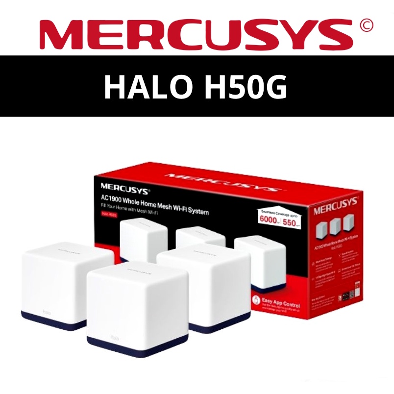 ROUTER MERCUSYS HALO H50G WIFI-MESH EXTENSOR 2.4-5GHZ DOBLE BANDA WAN 3 PACK