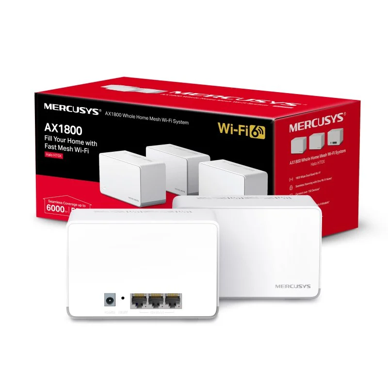 ROUTER MERCUSYS HALO H70X WIFI 6 MESH AX1800 DUALBAND 2 PACK