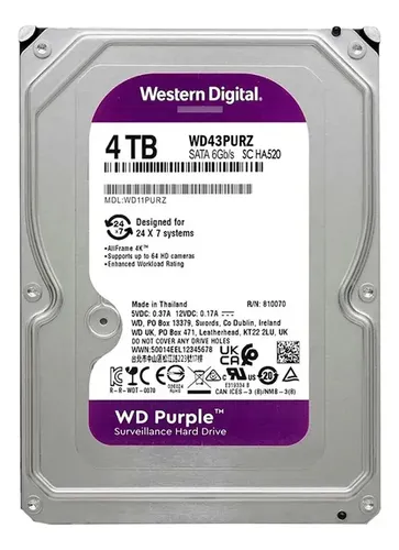 DISCO DURO | WD | PURPURA | PARA VIGILANCIA | 4TB | 3.5" | 5400RPM | 64 MB