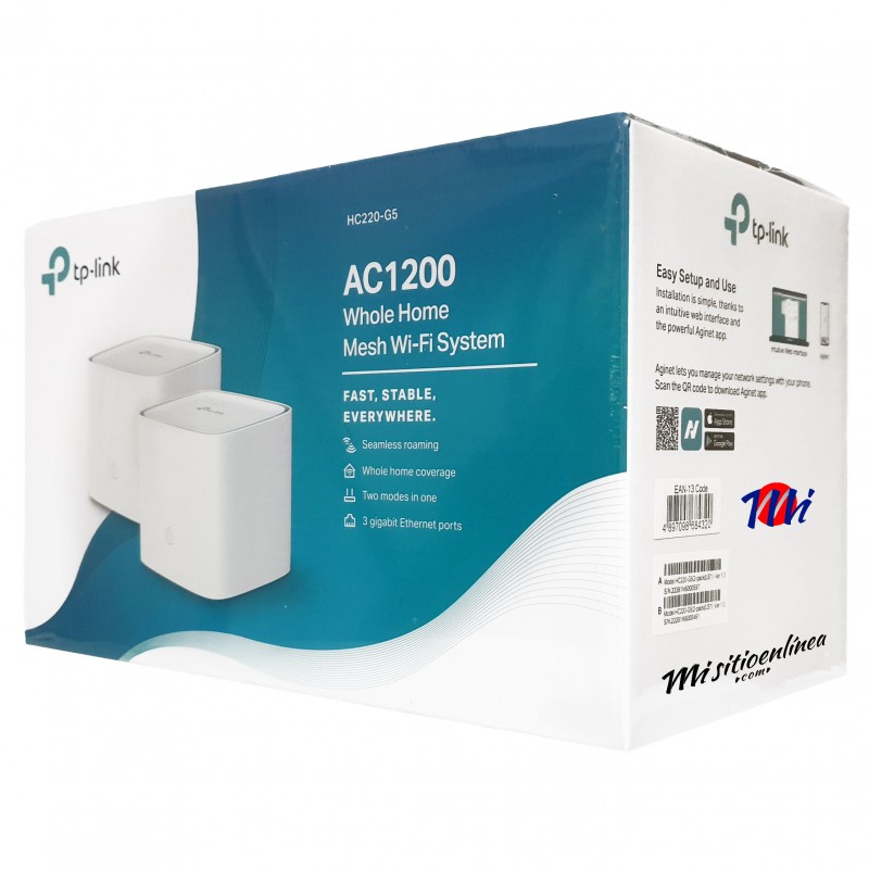ROUTER TPLINK AC1200 DECO HC220-G5-1P WIFI-MESH EXTENSOR 2.4-5GHZ DOBLE BANDA WAN 2 PACK