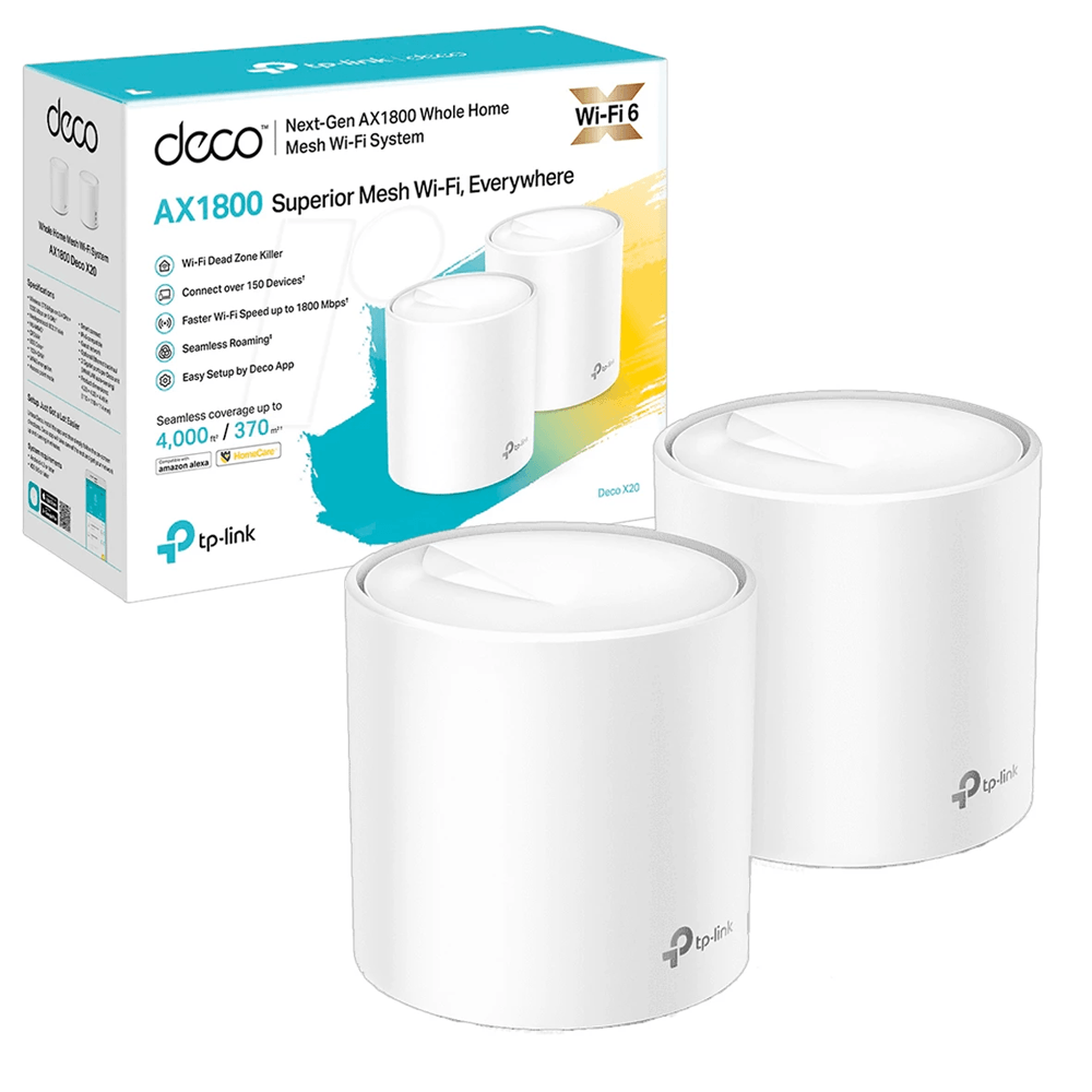 ROUTER TPLINK DECO AX1800 WHOLE HOME MESH WIFI SYSTEM DUALBAND WIFI 6 2 PACK DECO-X20-3P