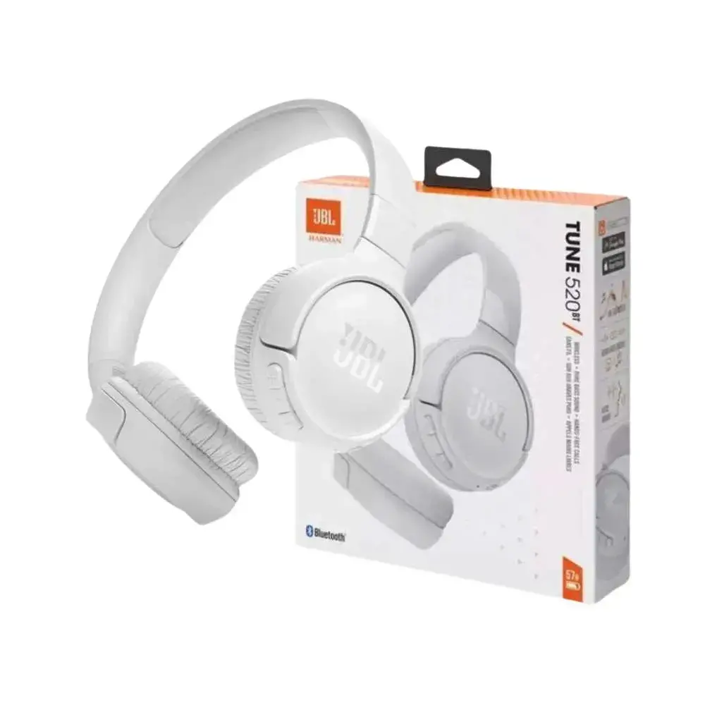 AUDIFONO CON MICROFONO JBL TUNE 520 BT | BLUETOOTH 5.3 | CARGA RAPIDA | USB-C | BLANCO | 100% ORIGINAL