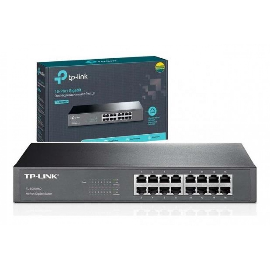 SWITCH TP-LINK DE 16 PUERTOS A 10|100|1000 MBPS GIGABIT TL-SG1016