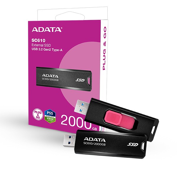 DISCO SOLIDO | EXTERNO | ADATA | SC610 | 2TB | USB 3.2 | 550MBPS | 500GPS | NEGRO | SC-610-2000G-CBK|RD