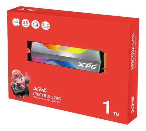 DISCO SOLIDO | M.2 | ADATA | XPG SPECTRIX | S20G | 1TB | RGB | PCLE GEN 3X4 | NVME 1.3 | M.2 2280|2500|1800MB | SSD INTERNO