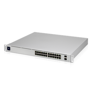 USW-24-POE UBIQUITI SWITCH UNIFI 24 PUERTOS POE GIGABIT + 2 SFP PANTALLA TOUCH HASTA 26GBPS CONMUTACION HASTA 52GPS.