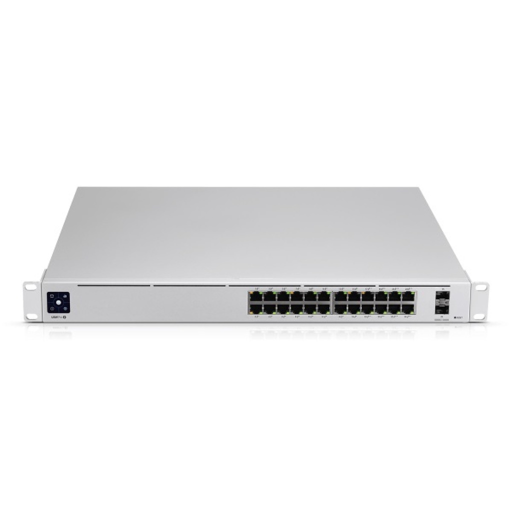 USW-24-POE UBIQUITI SWITCH UNIFI 24 PUERTOS POE GIGABIT + 2 SFP PANTALLA TOUCH HASTA 26GBPS CONMUTACION HASTA 52GPS.