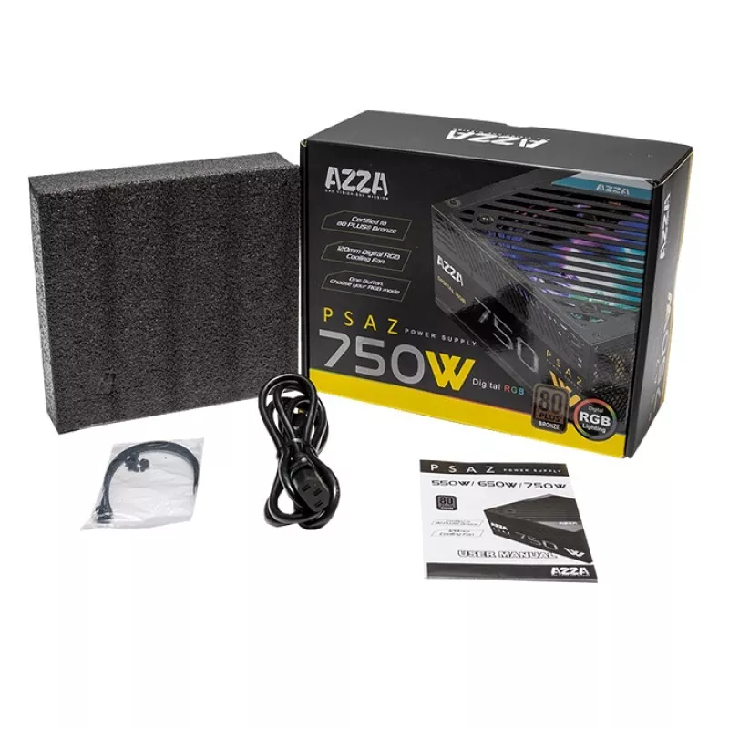 FUENTE DE PODER | CERTIFICADA | AZZA | 750W | 80 PLUS BRONZE | RGB ATX