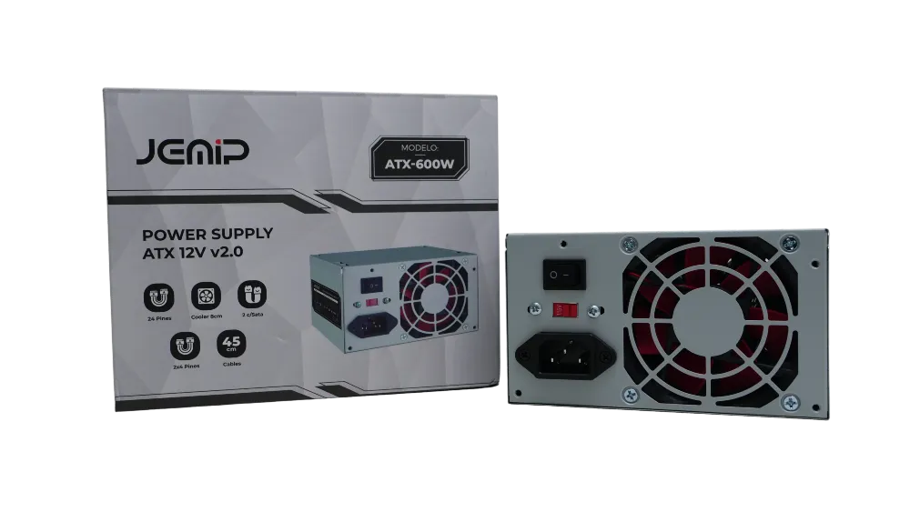 FUENTE DE PODER | JEMIP | 600W | 24 PINES ATX | GRIS | ATX-600W-BULK