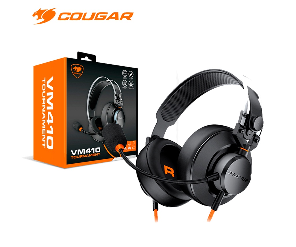 AUDIFONOS CON MICROFONO COUGAR GAMING VM410 CLASSIC | 3.5MM | RGB | MULTIPLATAFORMA | USB | NEGRO | CANCELACION DE RUIDO
