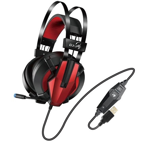 AUDIFONOS CON MICROFONO GENIUS GAMING HS-G710V | AUDIO 7.1 | EFECTO SONIDO | VIBRATION | OMNI DIRECCIONAL | USB | NEGRO - ROJO