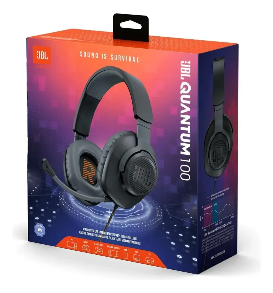 AUDIFONOS CON MICROFONO JBL GAMING QUANTUM 100 M2 | 3.5MM | MULTIPLATAFORMA NEGRO | 100% ORIGINAL