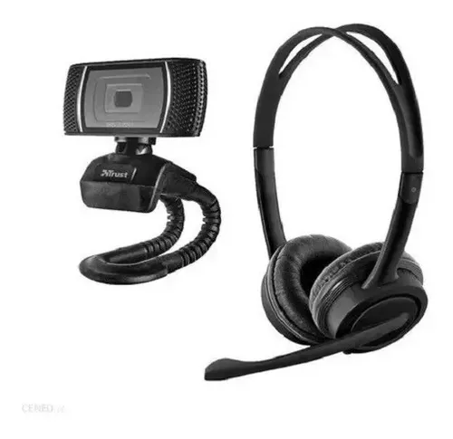 KIT AUDIFONOS Y WEBCAM | TRUST | DOBA MICROFONO HD | USB 2.0 | NEGRO