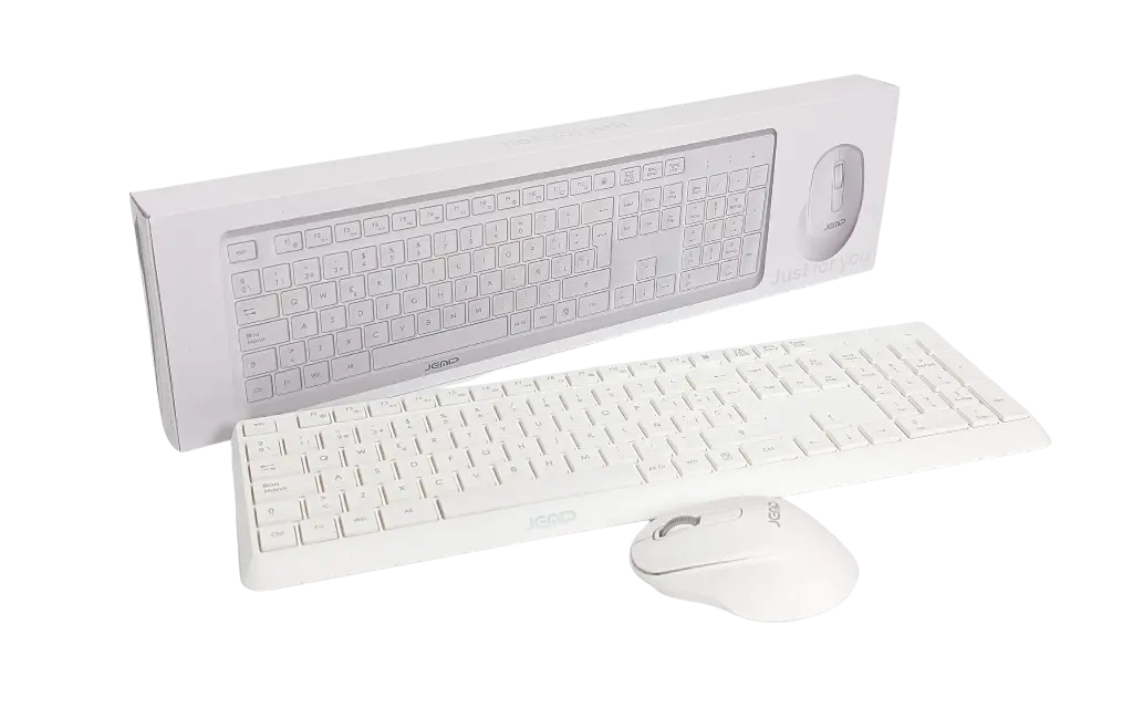 KIT TECLADO Y MOUSE | JEMIP | AVANT GARDE | INALAMBRICO | 1600DPI | 3 BOTONES | USB | ESPAÑOL | BLANCO