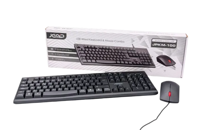 KIT TECLADO Y MOUSE | JEMIP | JPKM-100 | 1200DPI | 3 BOTONES | ESPAÑOL | USB | NEGRO