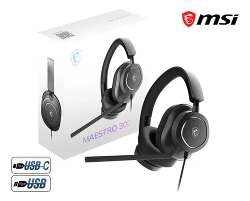 AUDIFONOS CON MICROFONO MSI GAMING MAESTRO 300 | STEREO | 40MM | USB-C | NEGRO