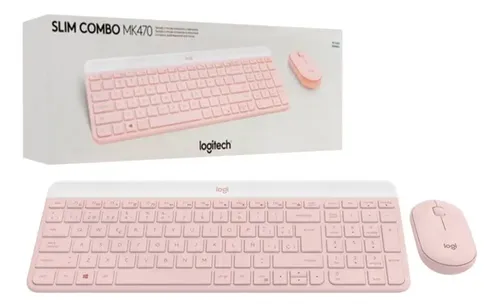 KIT TECLADO Y MOUSE | LOGITECH | SLIM | MK470 | 1000DPI | 3 BOTONES | INALAMBRICO | ESPAÑOL | USB | ROSADO