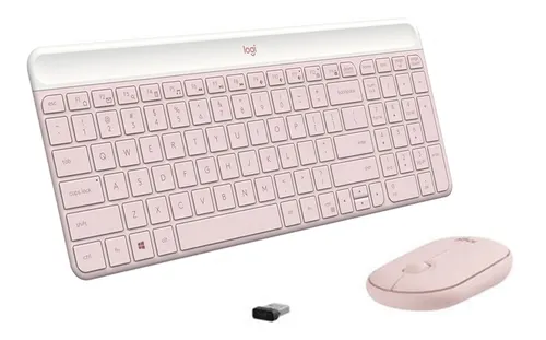 KIT TECLADO Y MOUSE | LOGITECH | SLIM | MK470 | 1000DPI | 3 BOTONES | INALAMBRICO | ESPAÑOL | USB | ROSADO