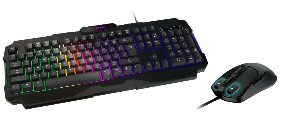 KIT TECLADO Y MOUSE | MSI | GAMING FORGE | GK100 | 6400DPI | 7 BOTONES | INGLES | USB | RGB | NEGRO