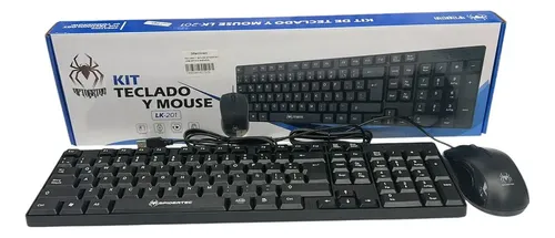 KIT TECLADO Y MOUSE | USB | SPIDERTEC | OPTICO | ESPAÑOL | NEGRO | LK-201