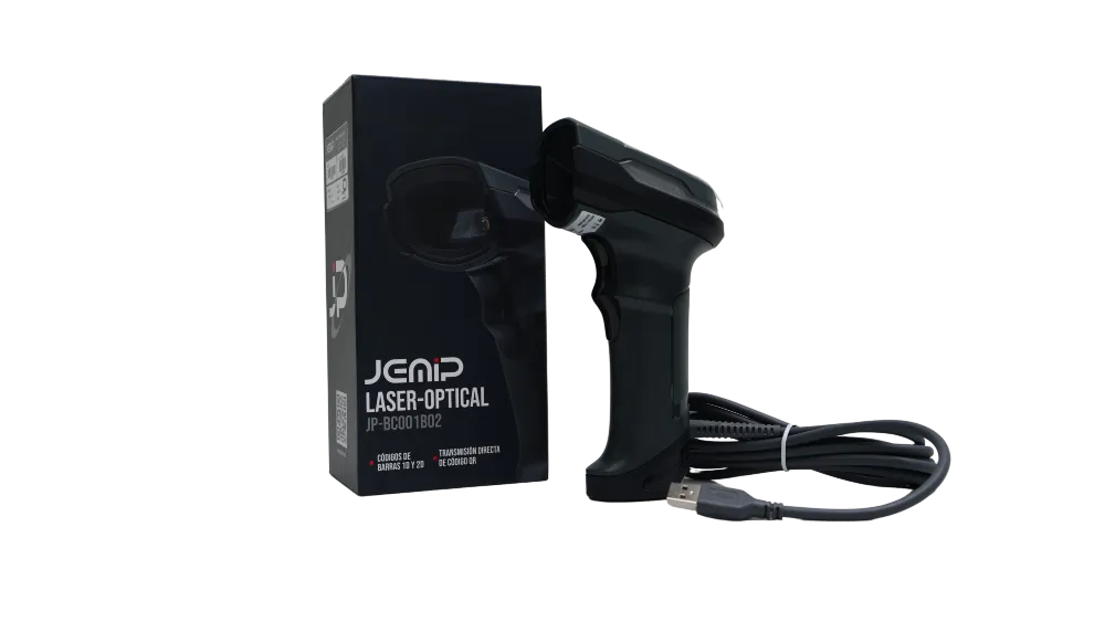 LECTOR DE CODIGO DE BARRA | JEMIP | JP-BC001B02C | CABLE 1.8 METROS | 120FPS | USB-HID | USB-COM | RS232Z | 1D 2D | PDF417-QR-DATA MATIX-AZ