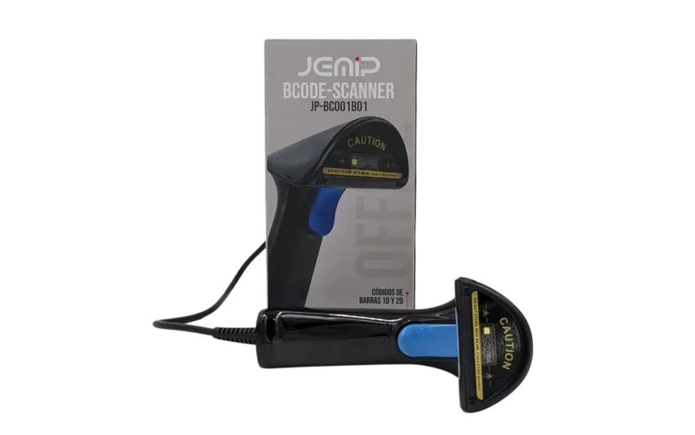 LECTORA DE CODIGO DE BARRA | JEMIP | JP-BC001B01 | CABLE 1.8M | 120FPS | USB-HID | USB-COM | 1D | 2D